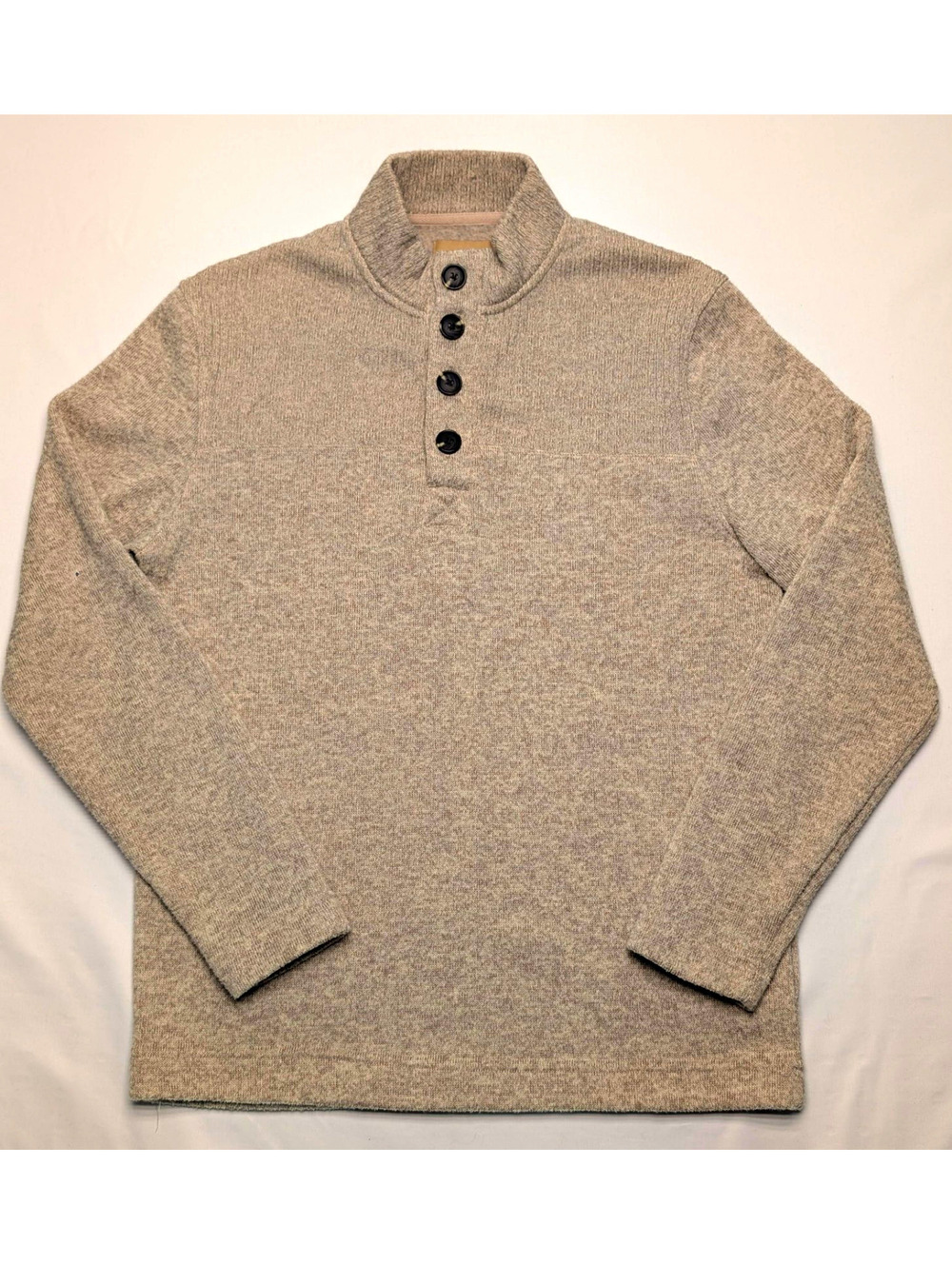 Telluride Clothing Company Beije Mock Neck Henley Button Knit Sweater Sz M